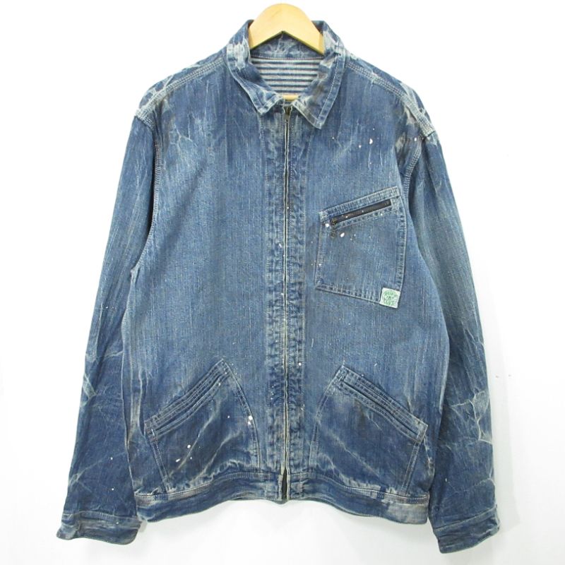 【三重本店】 中古 RUFF'N' TUFF | ラフンタフラッフンタフ デニムジャケット MASTER PIECE ペイント加工 インディゴ サイズ：XL 【95】