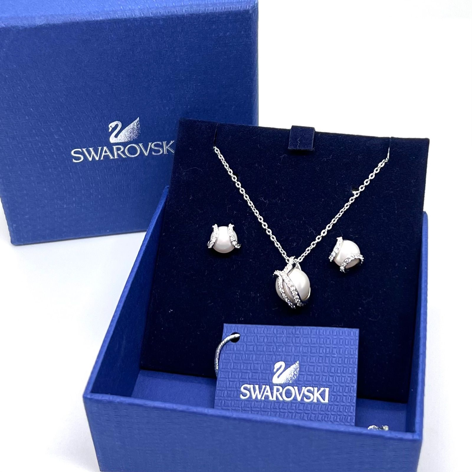 美品☆SWAROVSKI スワロフスキー ネックレス ピアス パール クリスタル