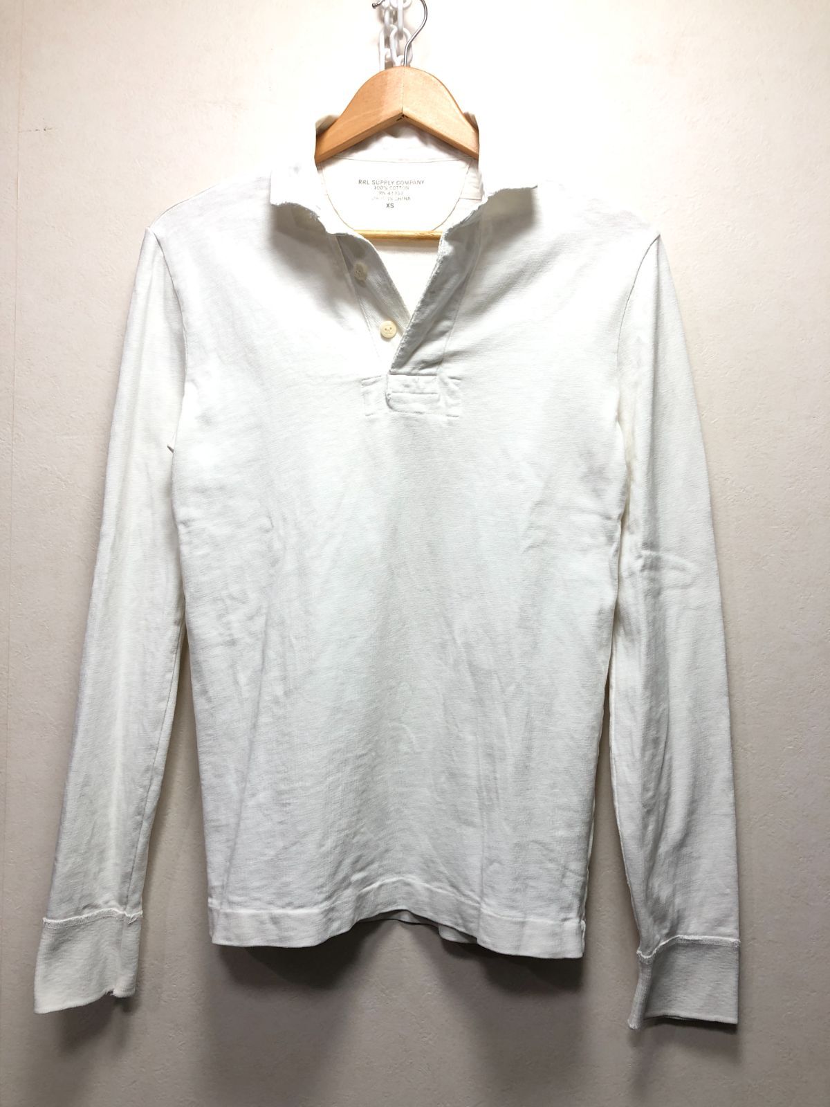 037031 RRL DOUBLE RL 長袖 ラガーシャツ XS ホワイト ポロシャツ