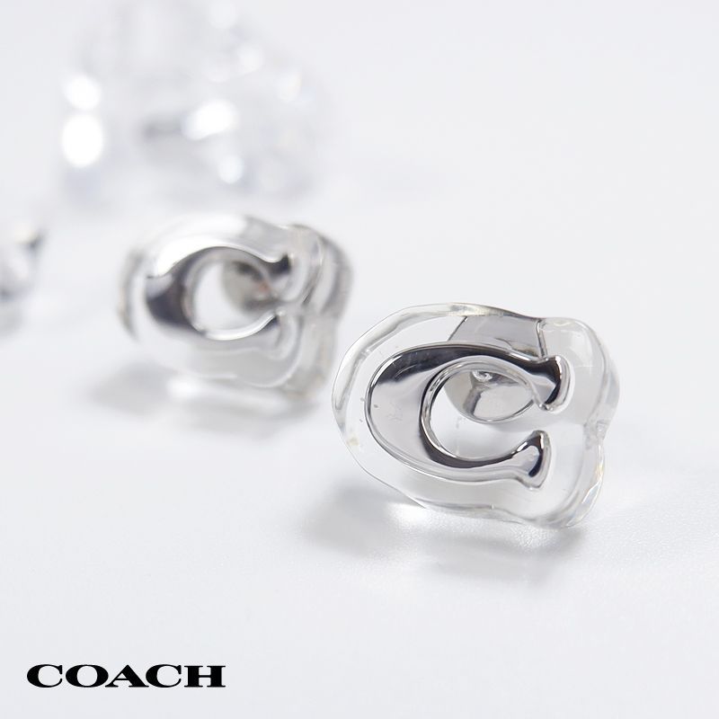 コーチ COACH シグネチャー C ルサイト スタッド ピアス 両耳用 レディース 女性 アクセサリー アクセ ジュエリー シルバー ゴールド 541368RHO030