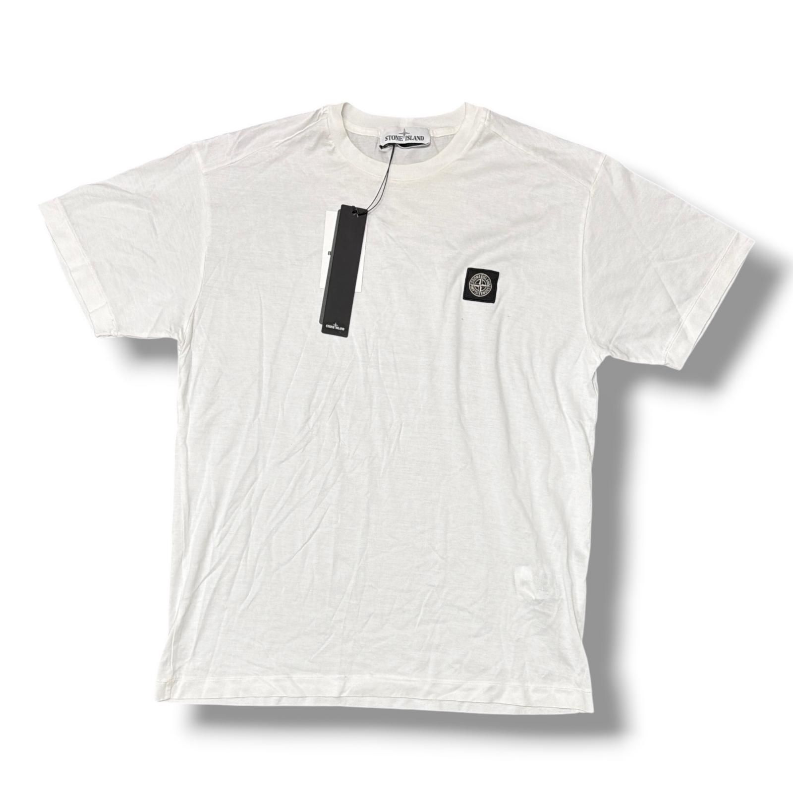 タイムセール　STONE  ホワイトシャツ ロゴパッチ付き 国内正規 参考上代18700円 STONE ISLAND ロゴパッチTシャツ 半袖 T