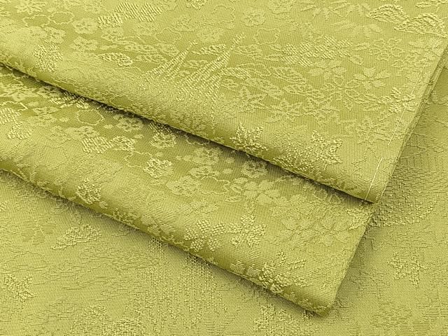 平和屋着物●上質な色無地　籬草花地紋　抹茶色　さが美扱い　正絹　逸品　BAAX6177hj
