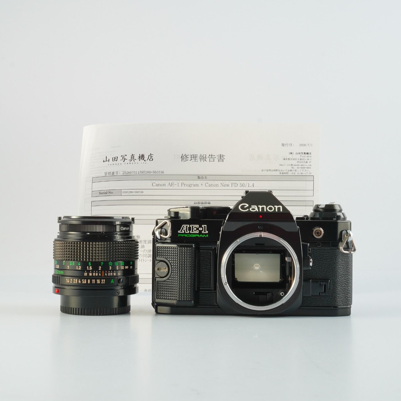 SERVICED】 Canon キヤノン AE-1 Program Black + New FD 50mm F/1.4