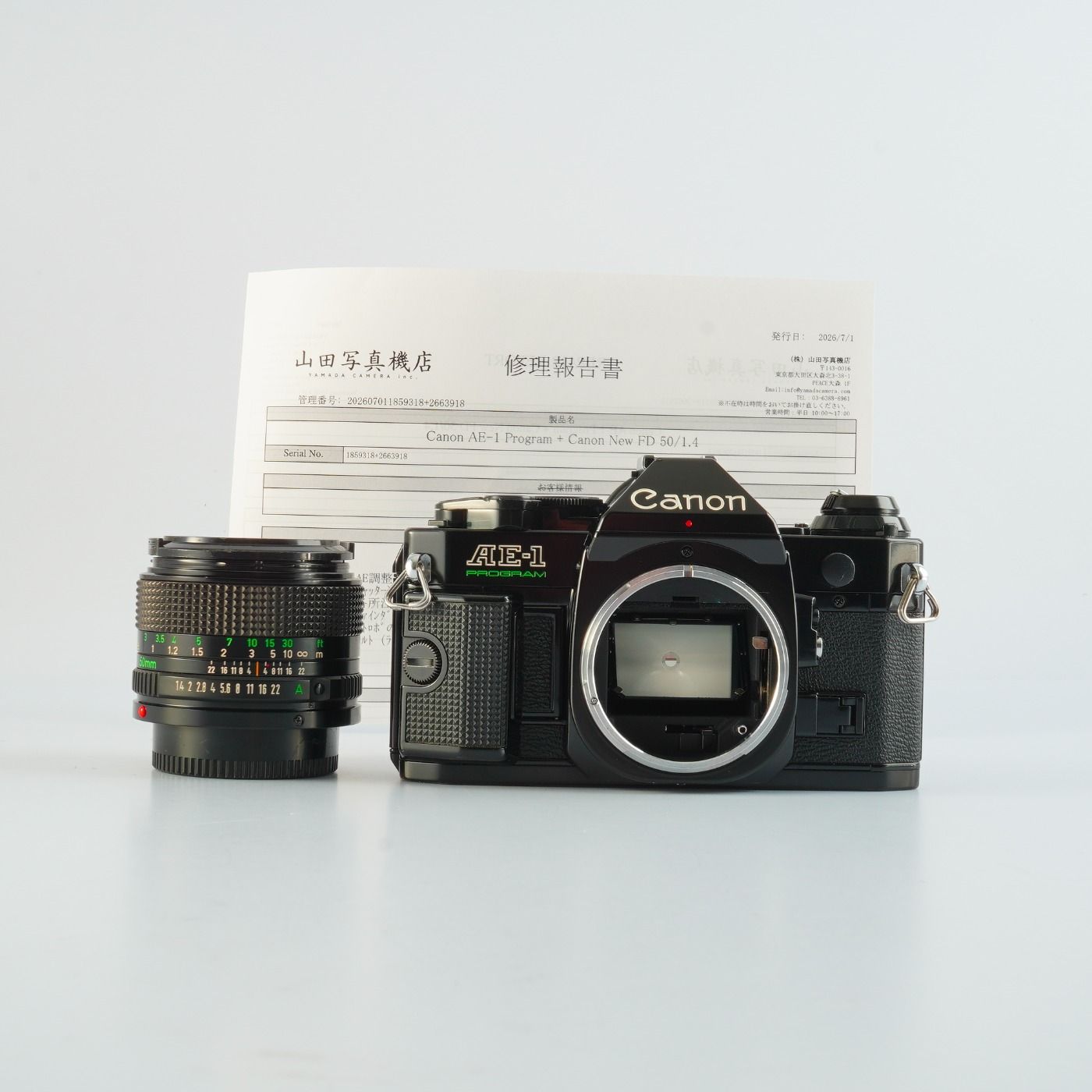 SERVICED】 Canon キヤノン AE-1 Program Black + New FD 50mm F/1.4