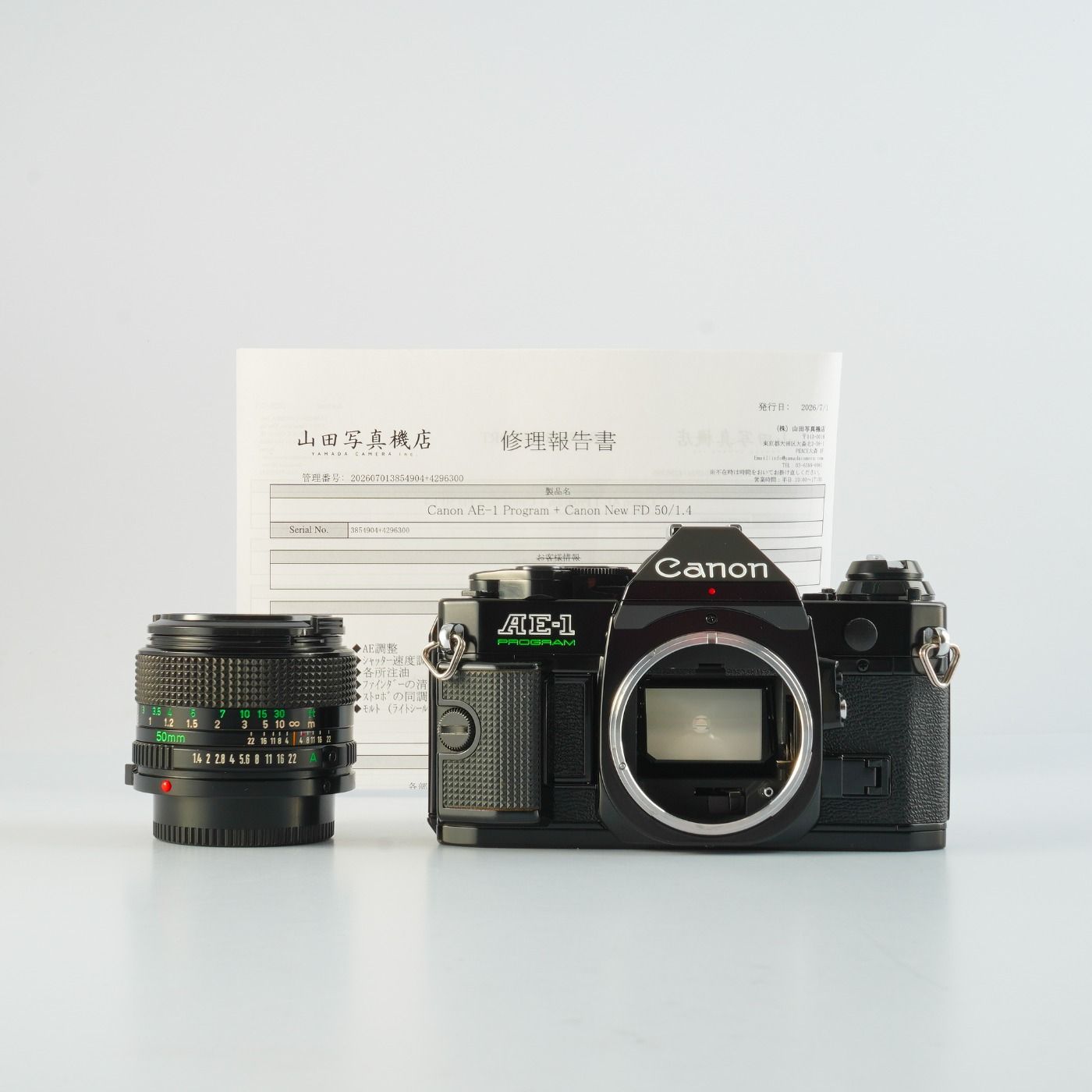 SERVICED】 Canon キヤノン AE-1 Program Black + New FD 50mm F/1.4