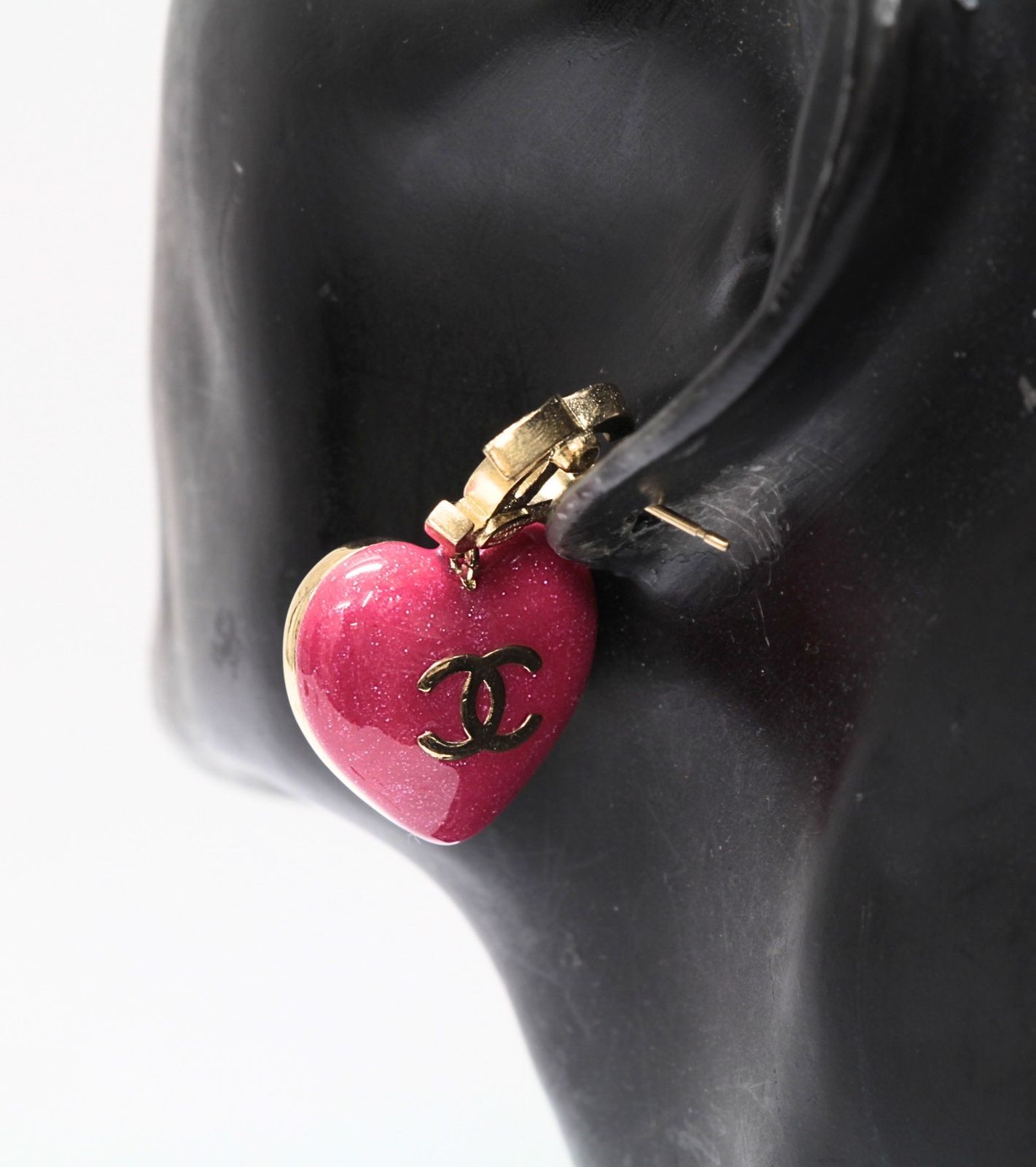 美品 シャネル CHANEL ココマーク ハート スイングピアス ライン