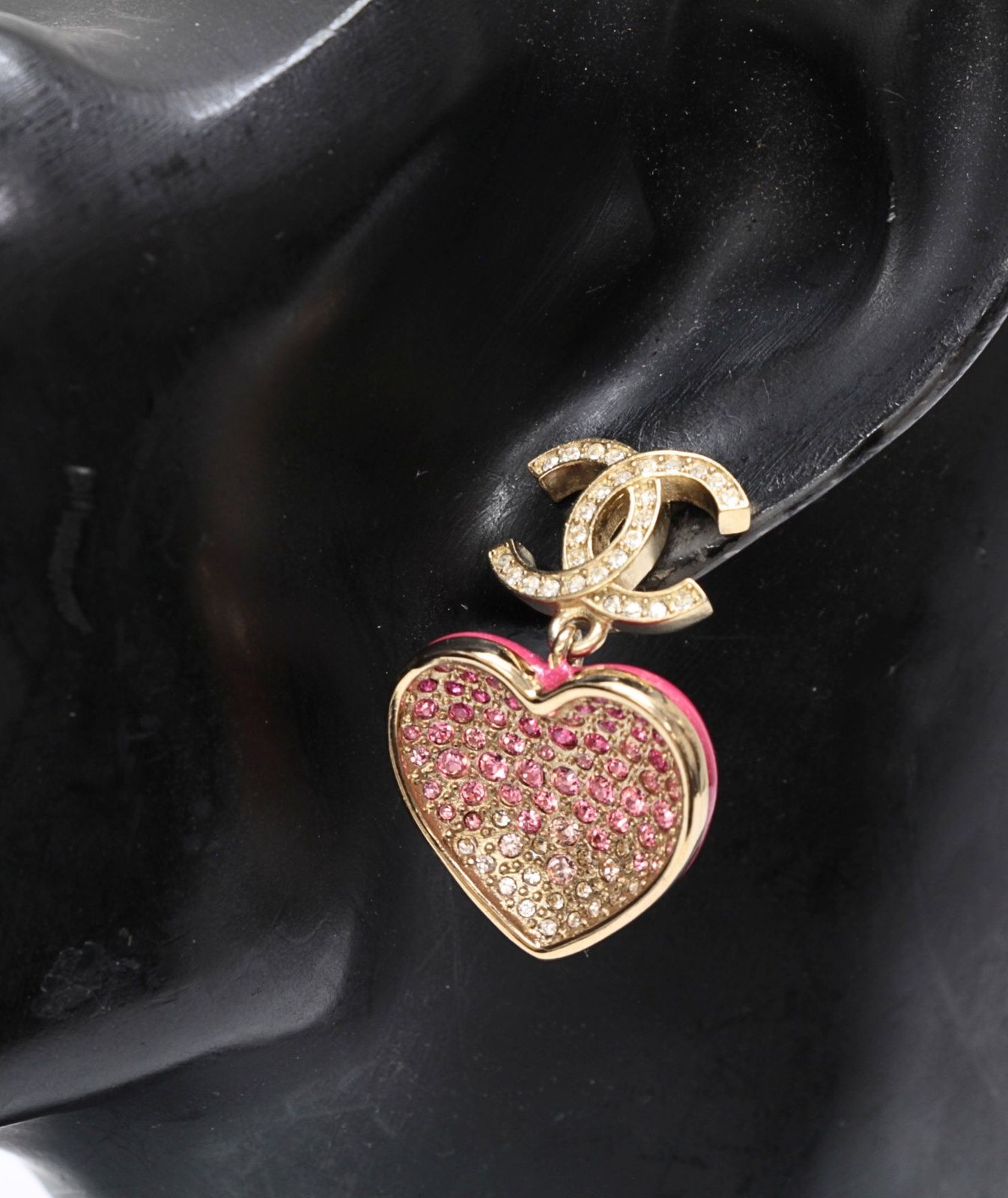 美品 シャネル CHANEL ココマーク ハート スイングピアス ライン