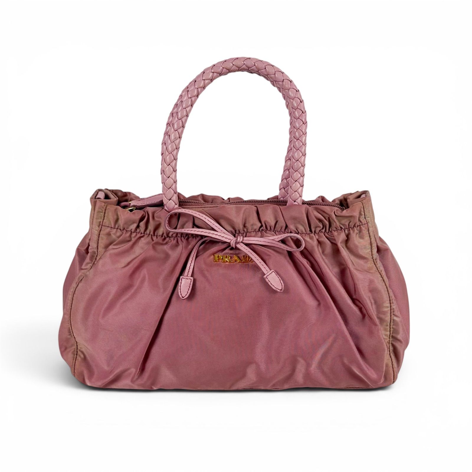 【PRADA】プラダ ハンドバッグ テスート ナイロン リボン ブラック ピンク プラダ PRADA ハンドバッグ ショルダーバッグ テスートボウ Tessuto