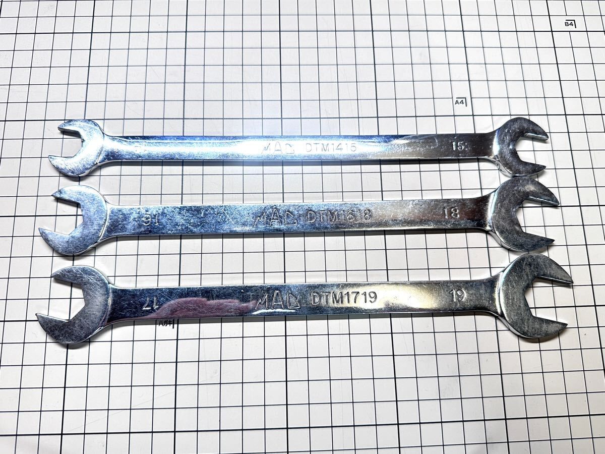 MAC TOOLS マック ツールズ ロートルク オープン エンド レンチ スパナ 3本セット DTM ミリサイズ 両口スパナ