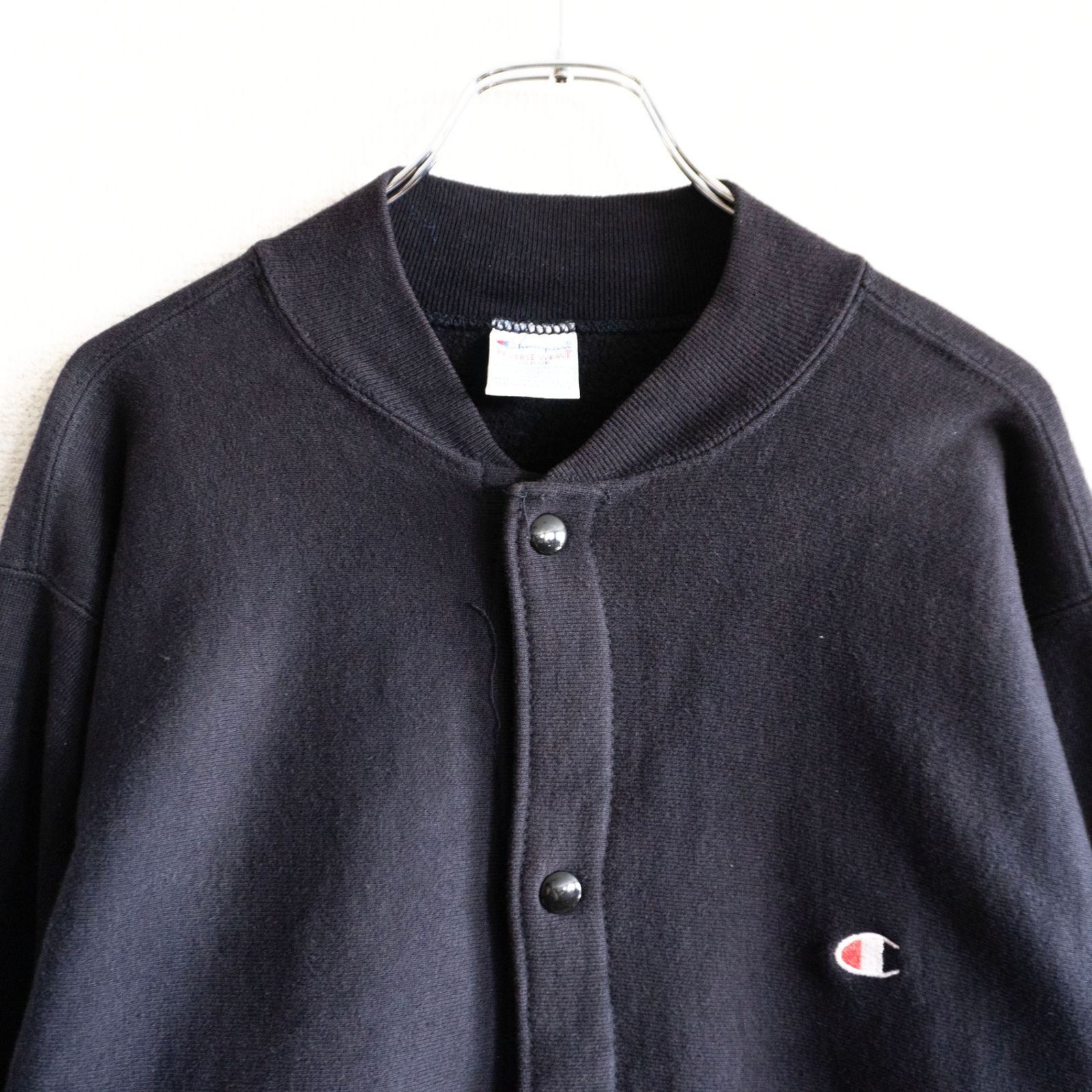 90s/USA製】CHAMPION【スナップ カーディガン】L ブラック