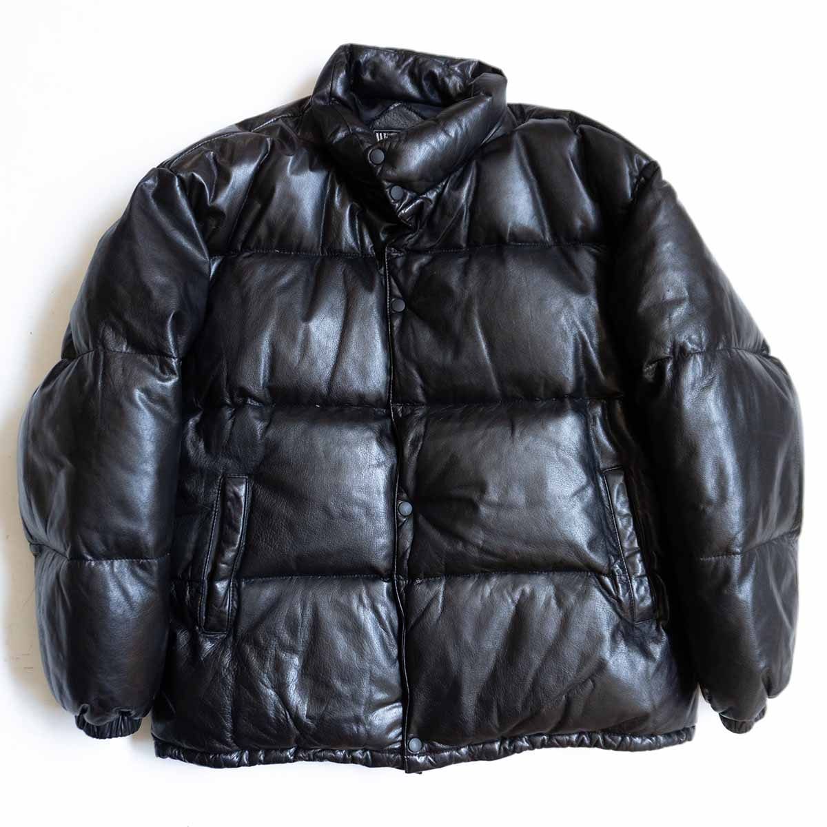 ウインドアーマー　Wind Armor （LL） レザージャケット　ダブル　黒 ビッグサイズ/美品】WIND ARMOR【レザー ダウン ジャケット】3L ダーク