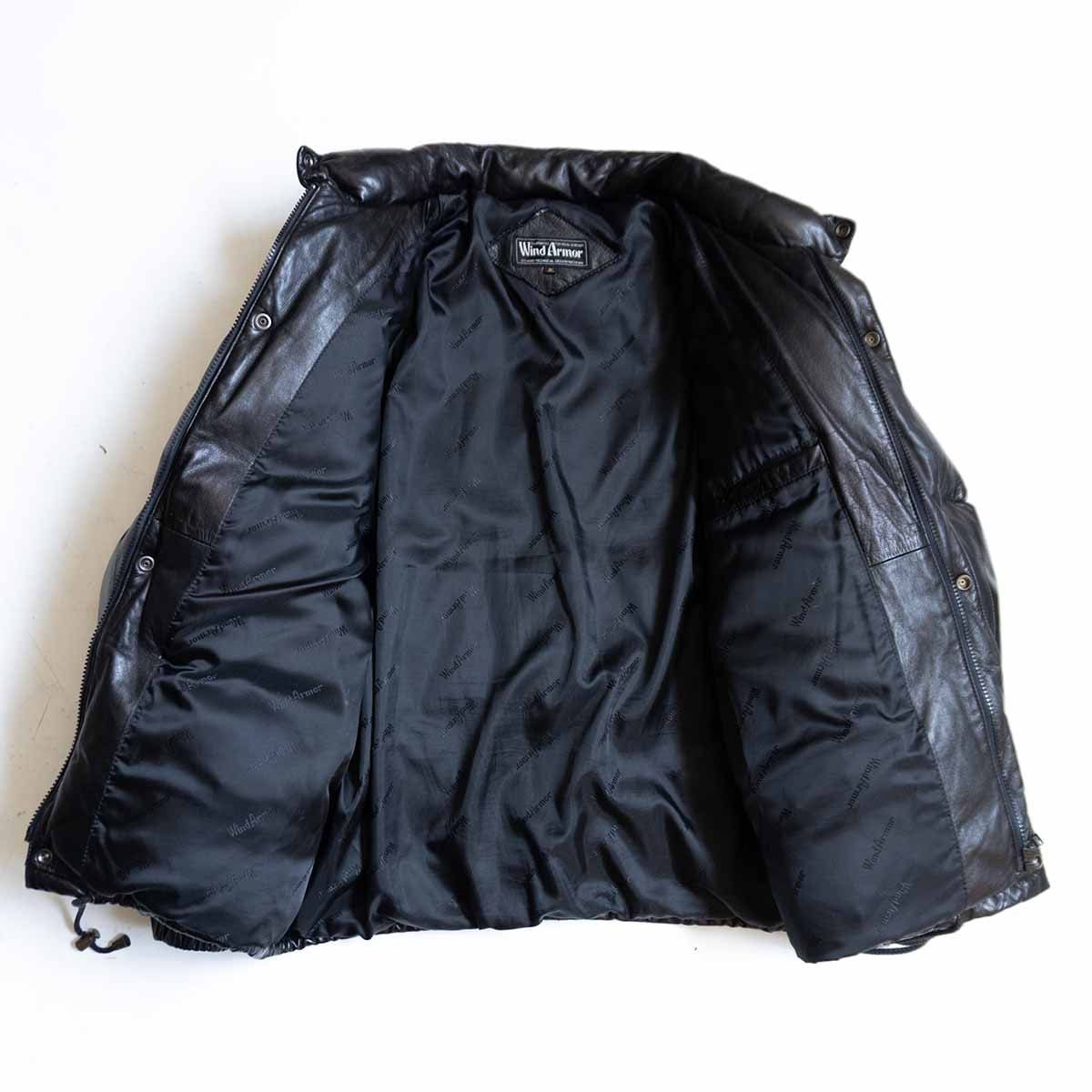 ビッグサイズ/美品】WIND ARMOR【レザー ダウン ジャケット】3L ダーク