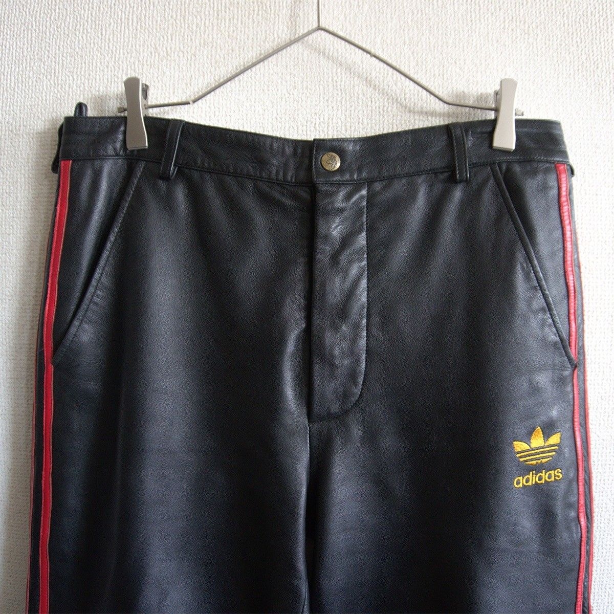 00s/美品】adidas 【レザー トラック パンツ】L アディダス ブラック