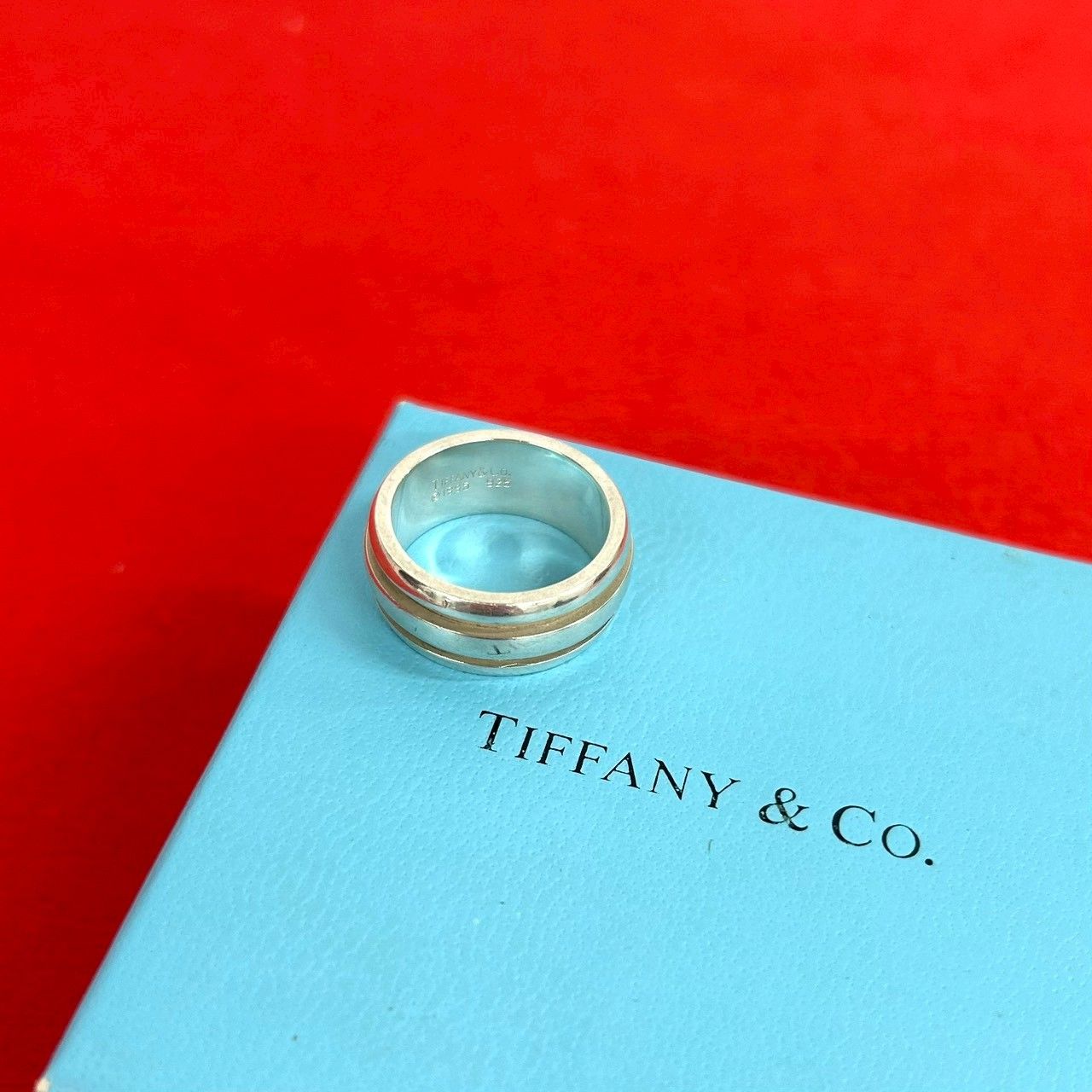 極 美品 TIFFANY&Co. ティファニー グルーブド ダブルライン リング