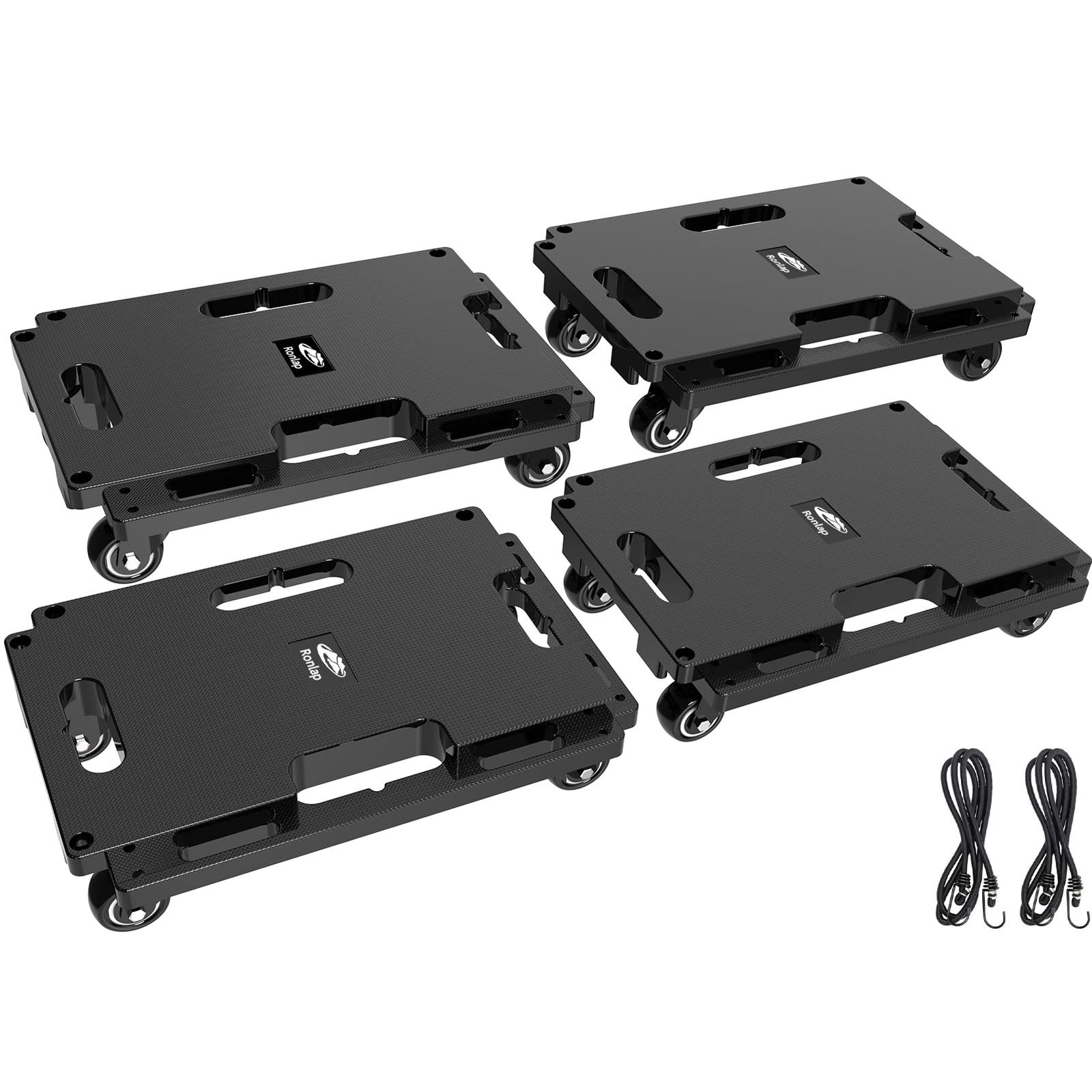 SPACEKEEPER 平台車 4個セット 縦横連結可能 耐荷重200Kg 積み重ね 軽量 静音 ドーリー 360度回転可能キャスター 収納便利 固定ロープ付き 家庭/教室/オフィス/業務/工場 [40.64cm×27.94cm]★m 106d9d80