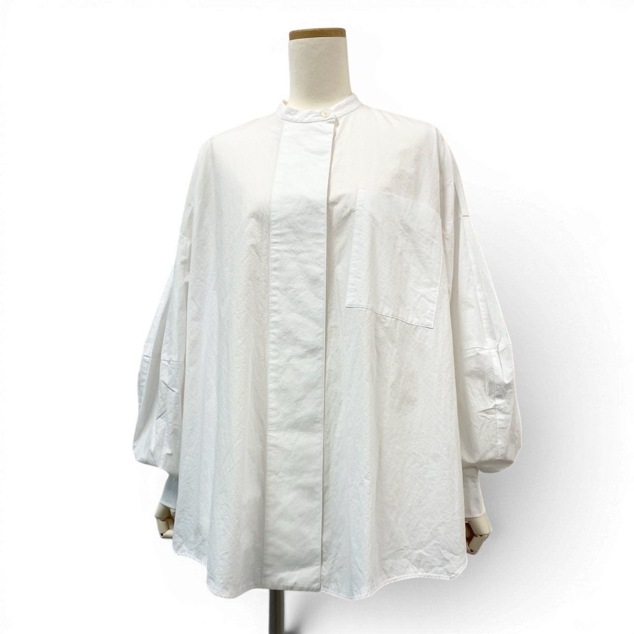 ENFOLD エンフォルド ヘキサゴンシャツ 白 M ノーカラー 長袖 22AW 63i12 《美品》 ENFOLD エンフォルド ヘキサゴンシャツ 長袖シャツ