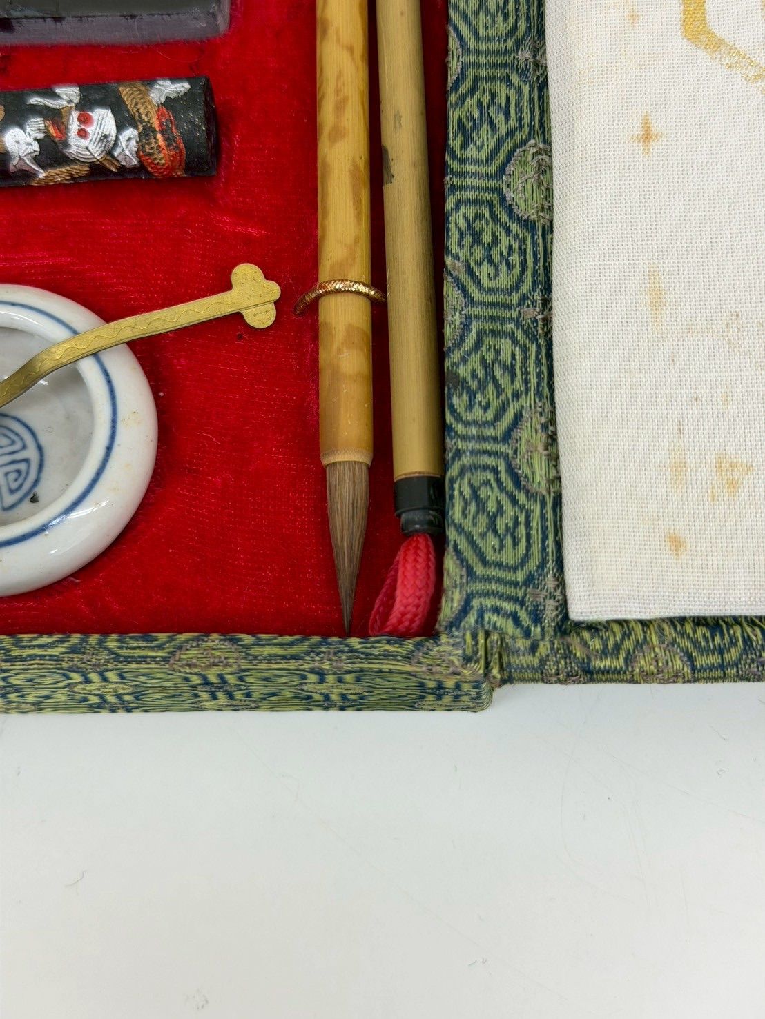 E【保管品】文房四宝 書道セット 中国 硯 墨 筆 筆入れ コレクション