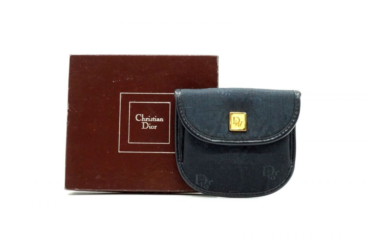 クリスチャン ディオール ヴィンテージ コインケース 小銭入れ 財布 サイフ トロッター キャンバス 黒 ブラック Christian Dior 7134k
