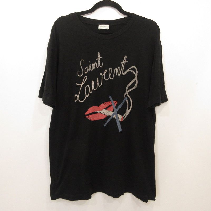 【姫路東店】 中古 SAINT LAURENT | サンローラン 半袖Ｔシャツ BOUCHE/NO SMOKING 482676YB1HU1004 ブラック サイズ：3 【135】
