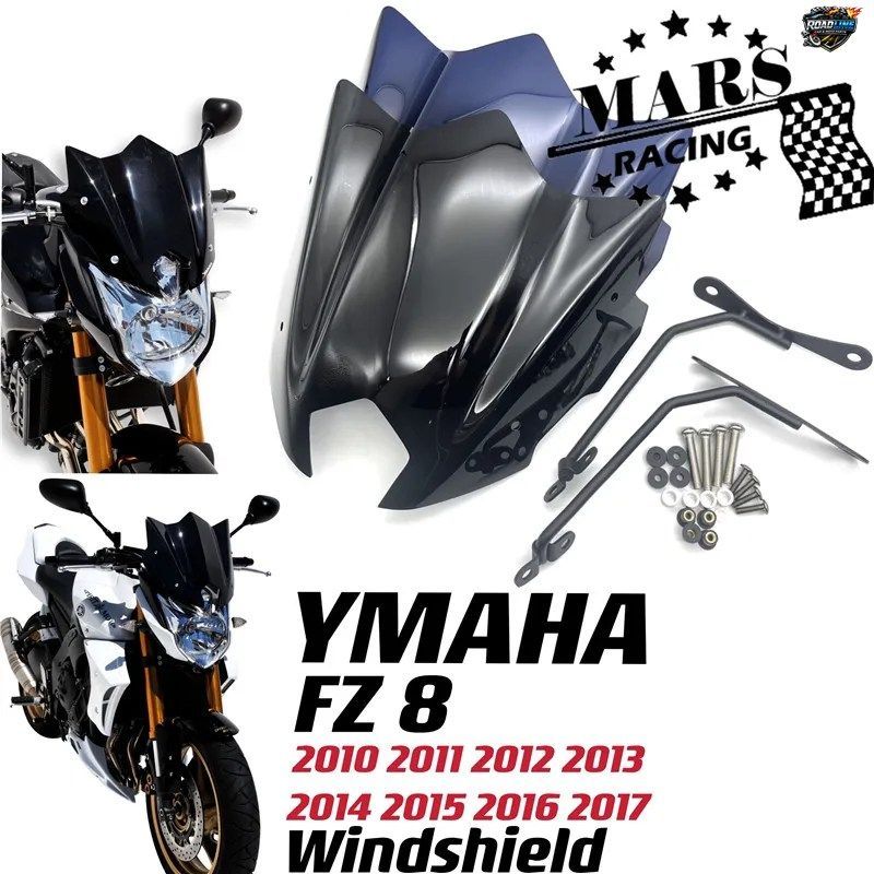 ヤマハ FZ8 FZ8 スポーツスクリーン 2010-2017 オートバイ用 ブラック ウインドシールド ウインドスクリーン アルミキット デフレクター フ