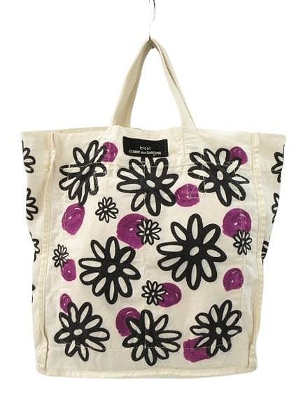 トリココムデギャルソン フリル 花柄 トートバッグ ブラック トリココムデギャルソン tricot COMME des GARCONS 花柄 プリント