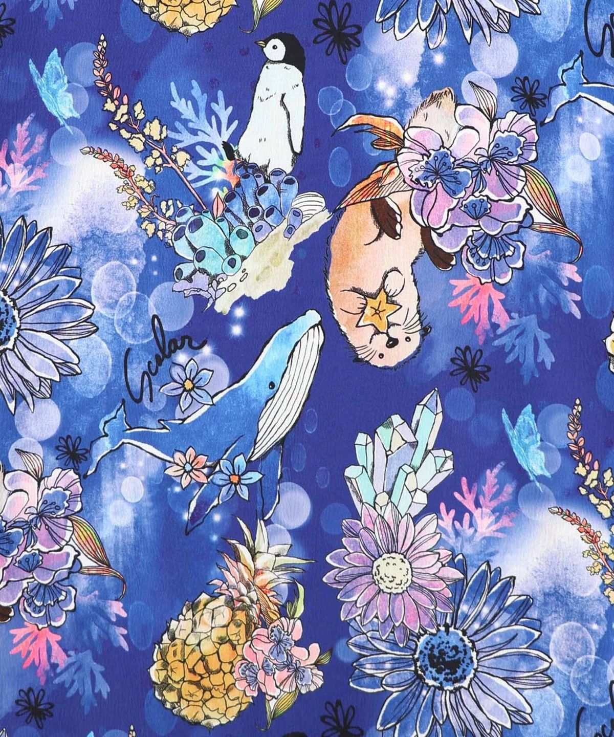 ScoLar（スカラー）162699：お花いっぱい水族館柄 キャミワンピース