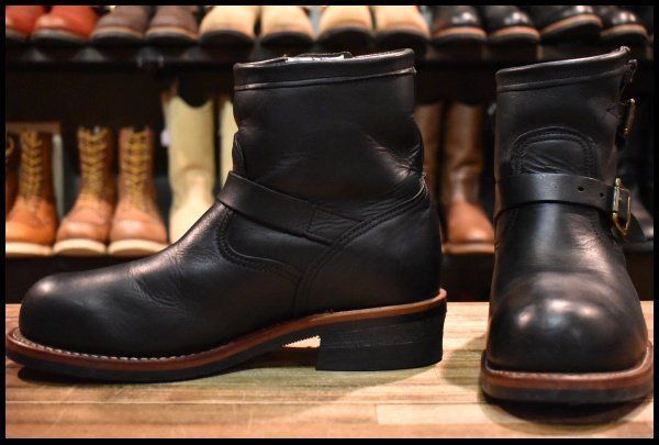 【極美品】◾️チペワ◾️エンジニアブーツ◾️91002◾️ビブラム◾️レザー◾️ブラック 9E 良品 白タグ】Chippewa チペワ 91002 ショートエンジニア 7インチ