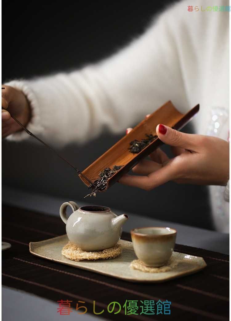 新品 竹製 茶則＋茶通しセット 煎茶道具 茶道練習 用 茶葉 緑茶 黒茶