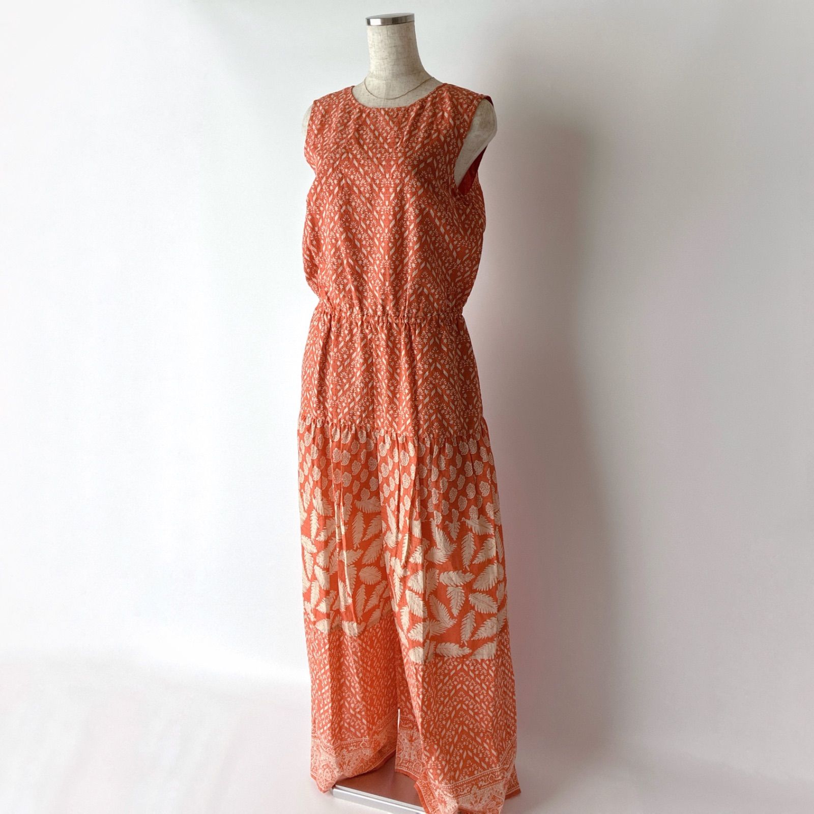 タグ付 sara mallika LEAF PRINT SILK ROMPERS リーフプリント