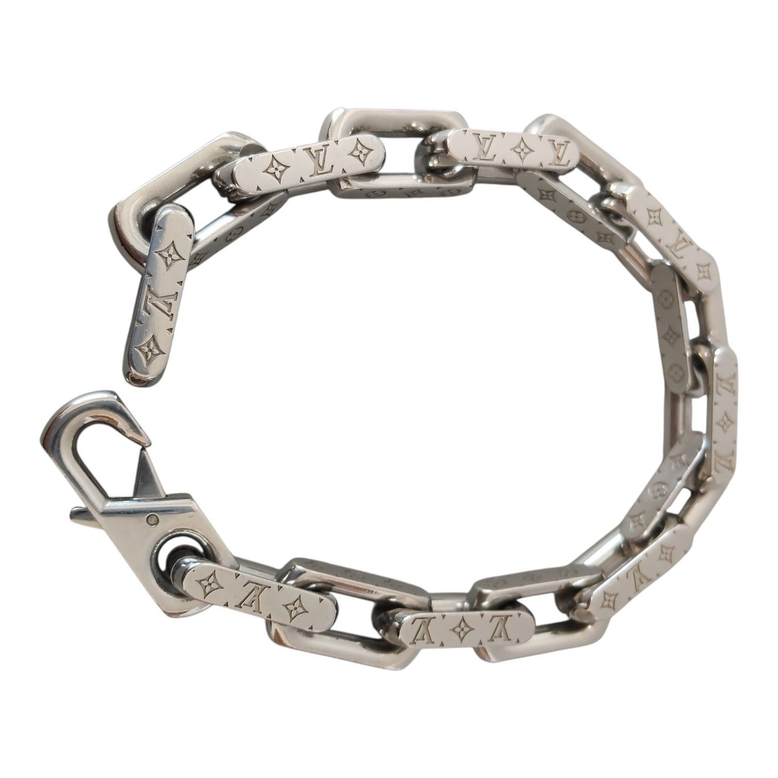 【袋付き】LOUIS VUITTON ルイヴィトン ビトン ブレスレット・チェーン モノグラム M00308 Lサイズ LVロゴ シルバー メンズ レディース ユニセックス アクセサリー