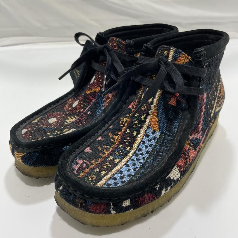 【中古】Clarks Wallabee ブーツ ブラックコンビ サイズ25.5cm 柄物[19]
