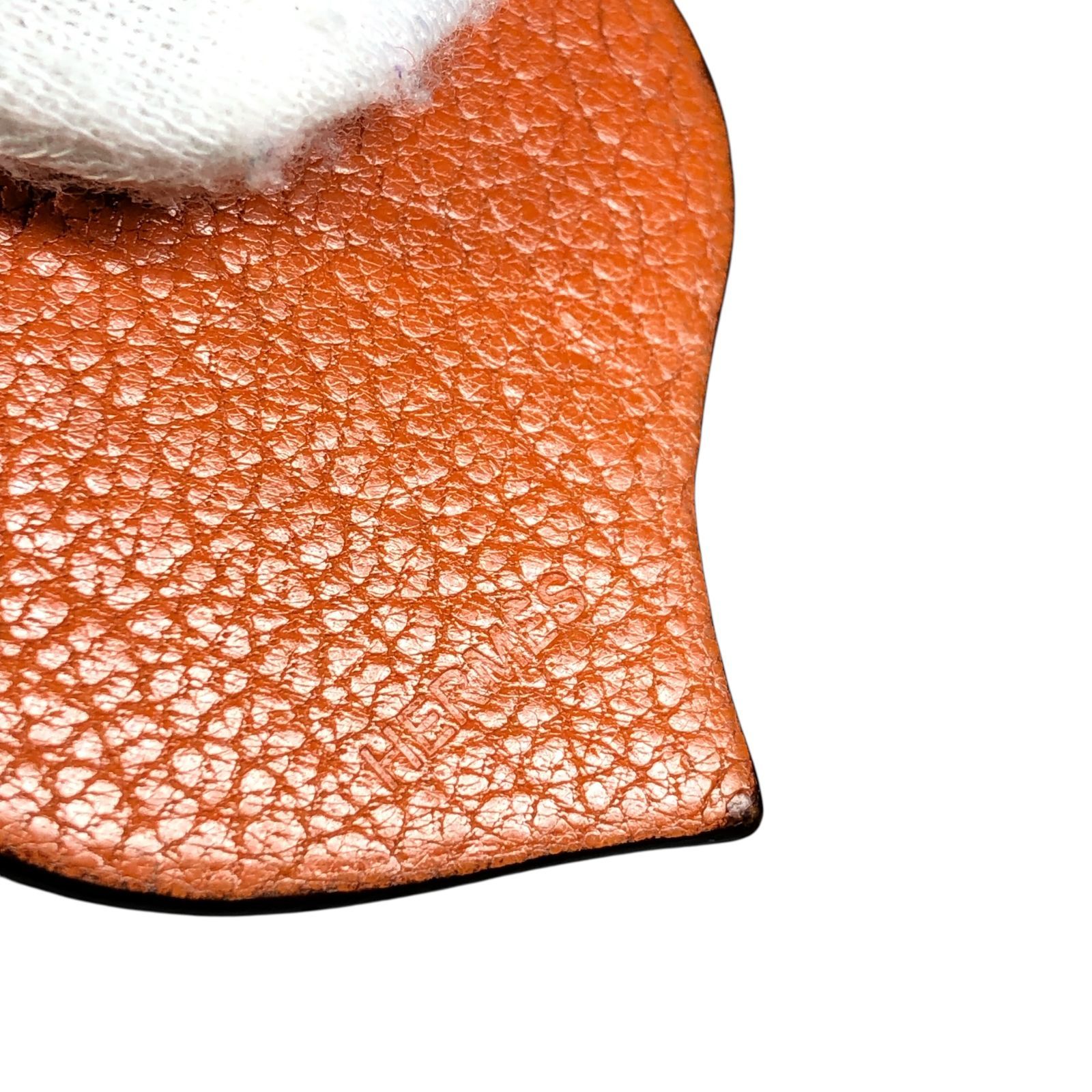 HERMES ハート型キーホルダー 赤 オレンジ エルメス】本物 HERMES バレンタイン限定 ハート チャーム キーリング