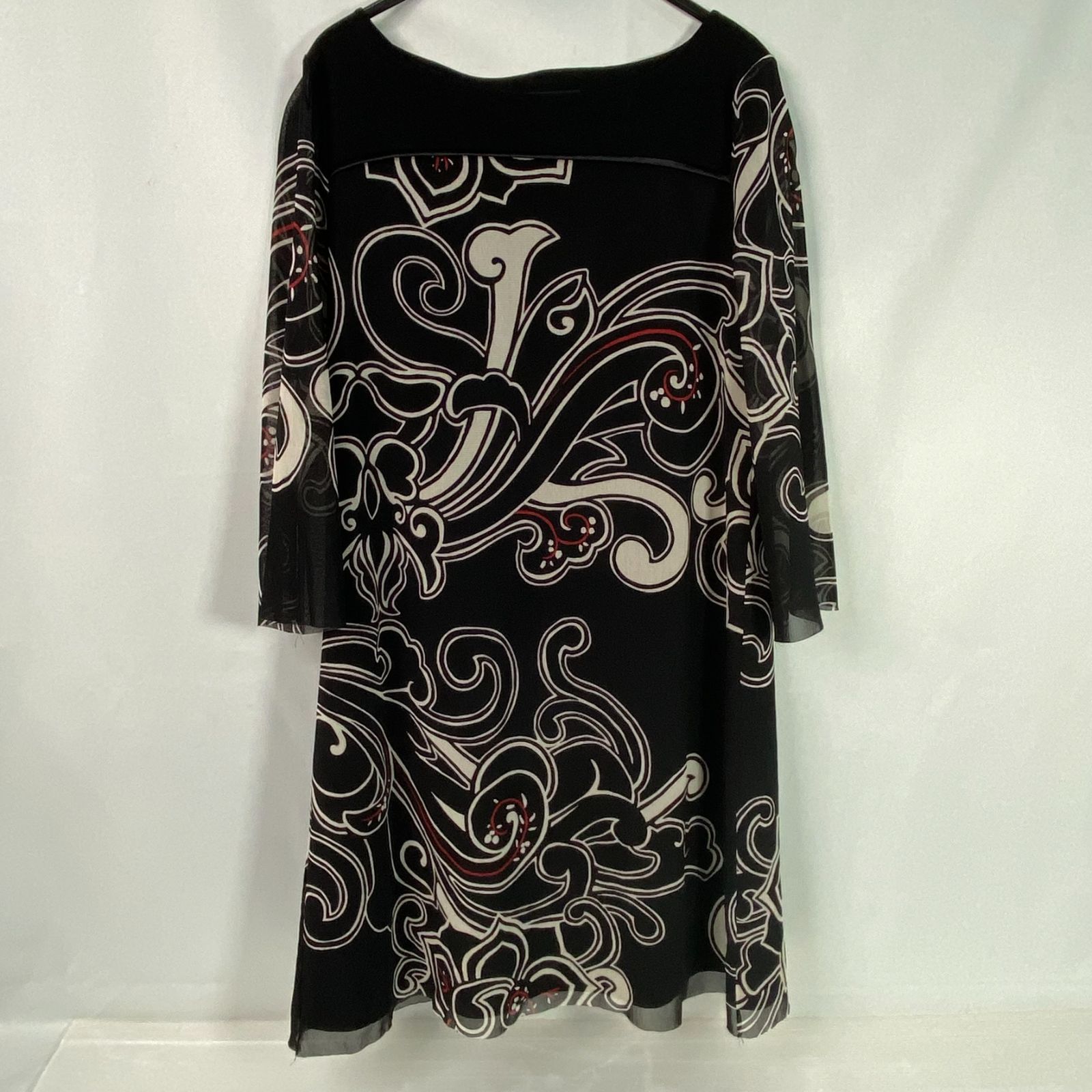 Vivienne Tam ヴィヴィアンタム 総柄ワンピース 七分袖 ブラック