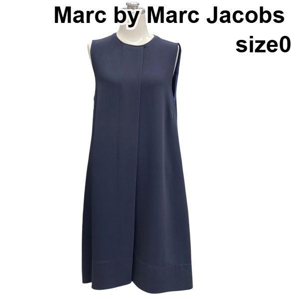 □ マークバイマークジェイコブス Marc Jacobs Aラインワンピース クルーネック ノースリーブ 膝丈 フレア 紺 0 S 7号 レディース Z6C565 7,112円
