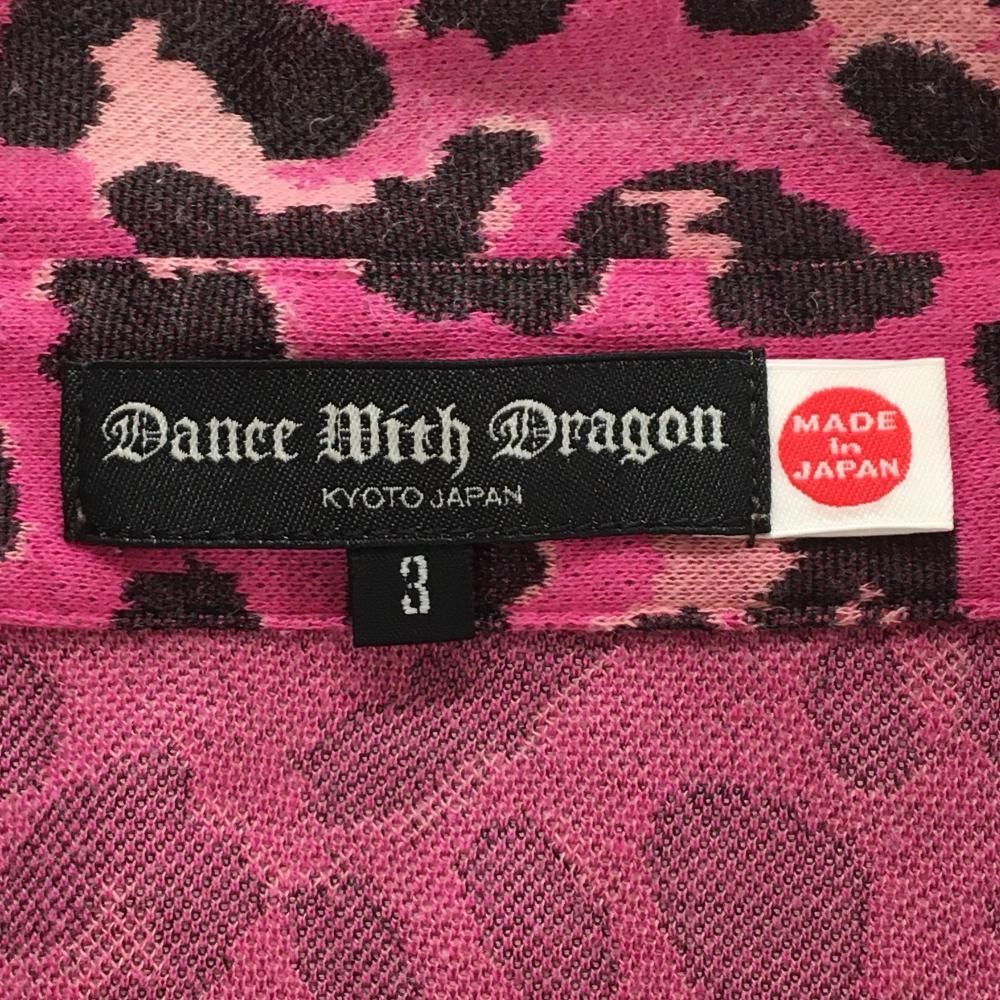 ダンスウィズドラゴン 半袖ポロシャツ ピンク×黒 レオパード スカル