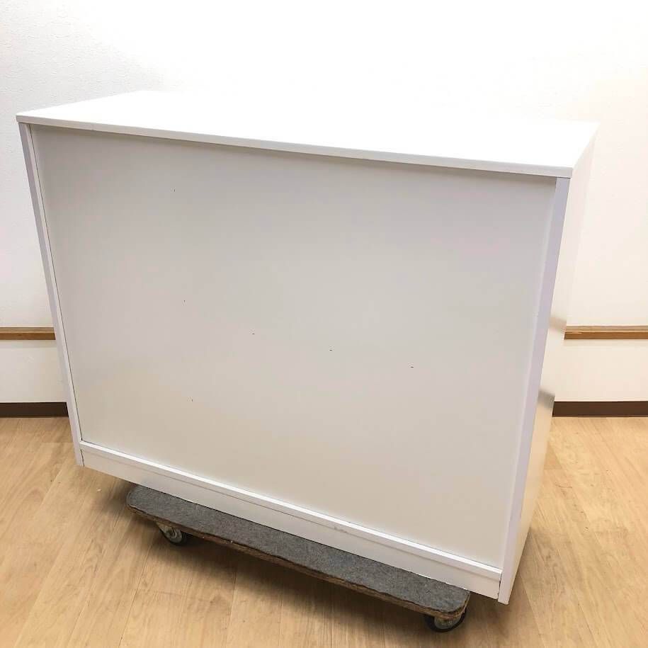 ss8887 【中古】 チェスト 4段 引出8杯 ホワイト 鏡面仕上げ 幅120cm 