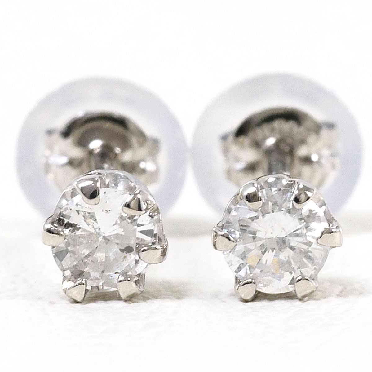 PT900/プラチナ ピアス ダイヤモンド 0.10ct 総重量約0.6g - メルカリ