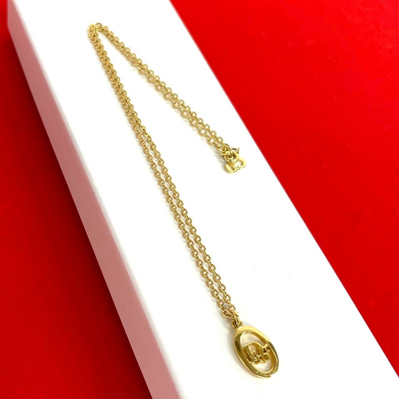 極 美品 Christian Dior クリスチャンディオール ロゴ GP ネックレス