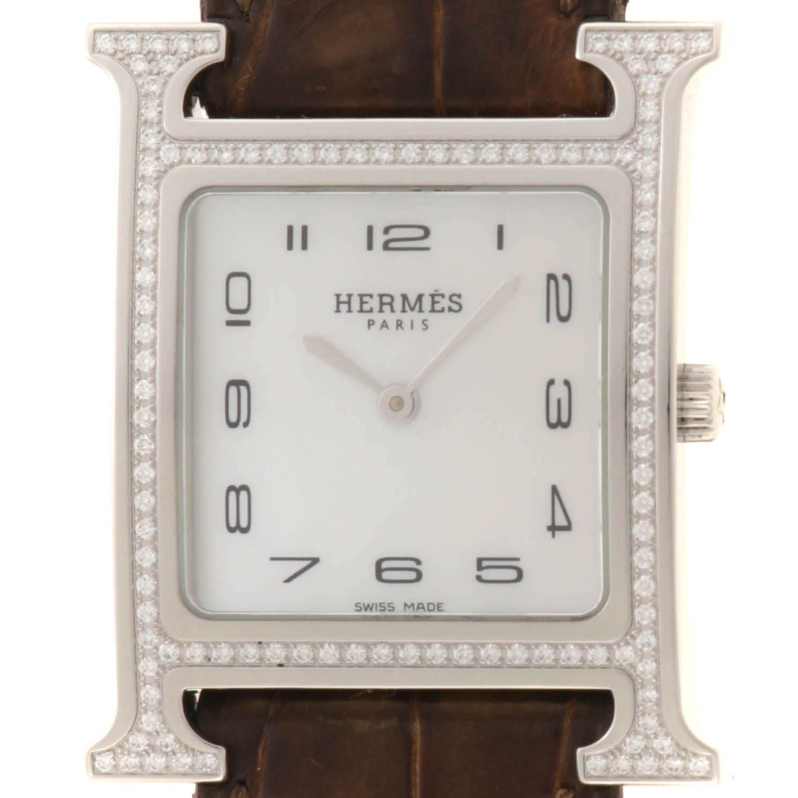 HERMES エルメス Hウォッチ・ダイヤベゼル HH1.531 腕時計 ステンレス