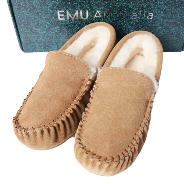 新品 EMU Australia エミューオーストラリア Cairns ケアンズ W11439 US6(23cm) Chestnut ムートン スリッポン モカシン ボア シューズ g27110