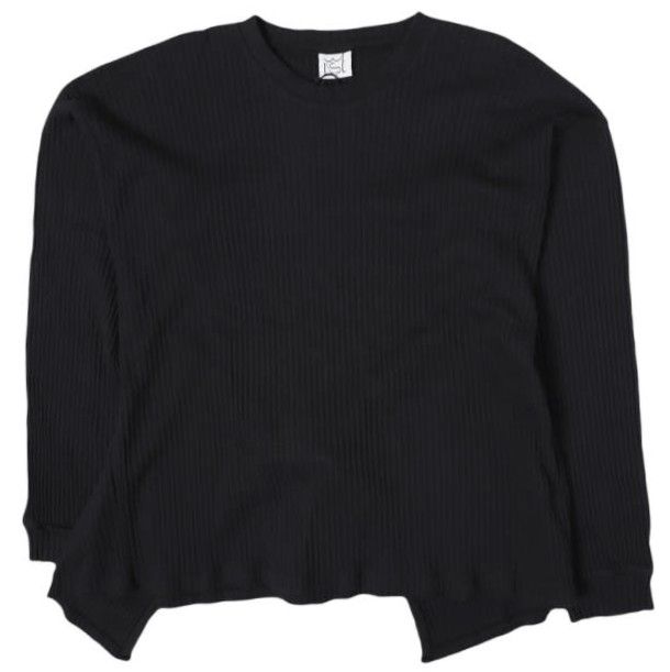 新品 BASERANGE ベースレンジ ポルトガル製 SHAW LONG SLEEVE シャウ ロングスリーブ オーガニックコットンフリース XS BLACK 変形 リブ カットソー トップス g27121 6,691円