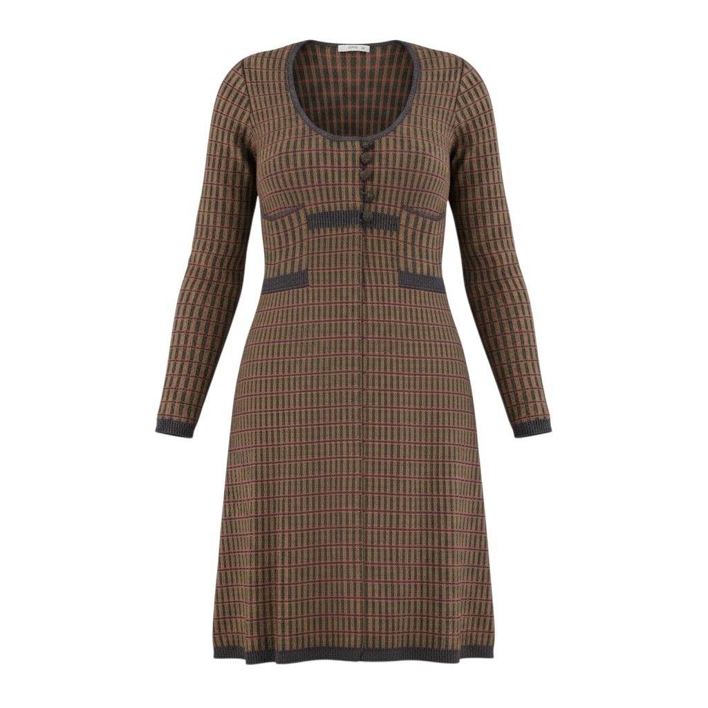 g13 PRADA 2012AW ニットドレス ワンピース チェック柄 イタリア製 40サイズ マルチカラー シルク100％ レディース 女性用k02i
