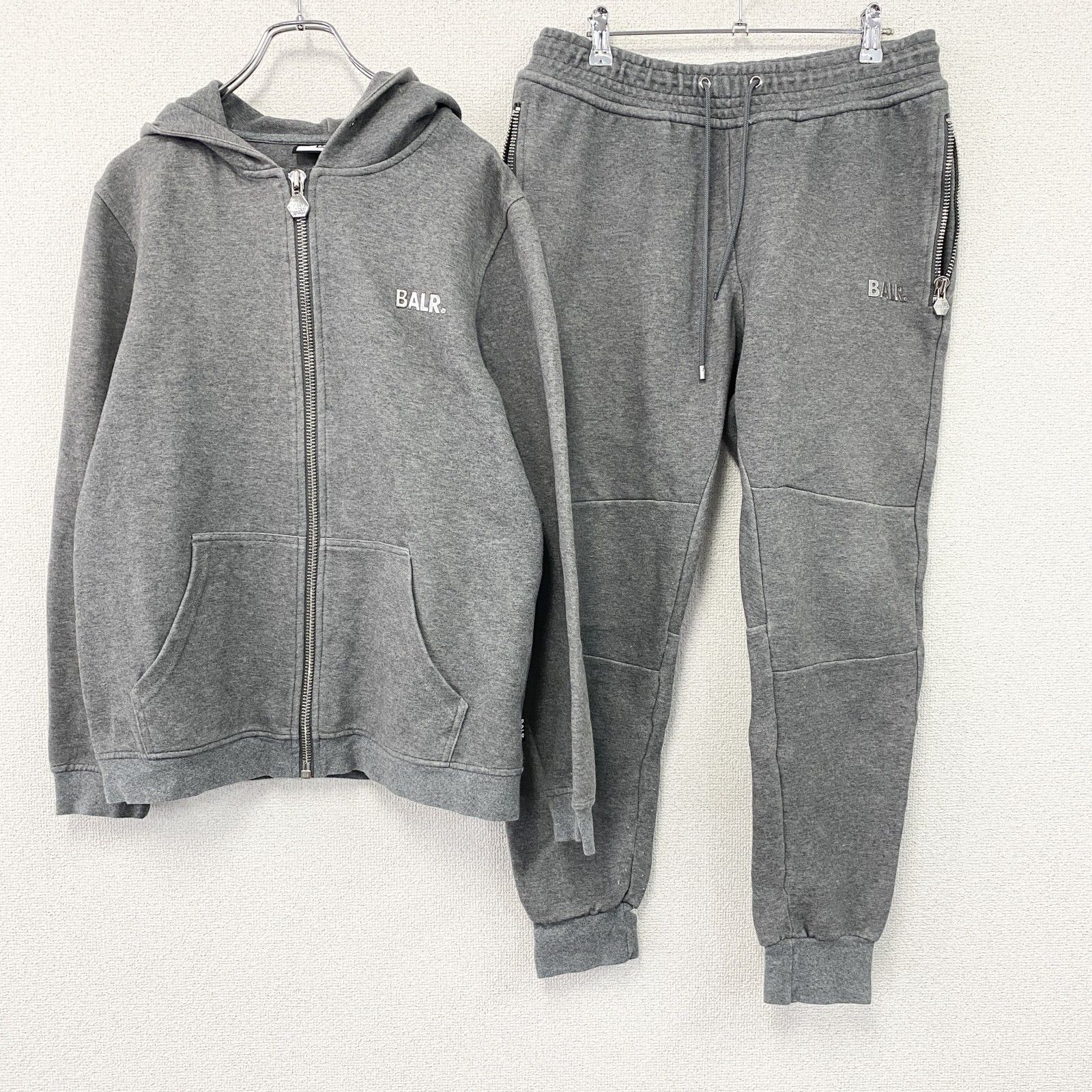 BALR.　ボーラー　セットアップ　フルジップスウェッパーカー/フーディー　スウェットパンツ　グレー　Mサイズ　古着 7,154円