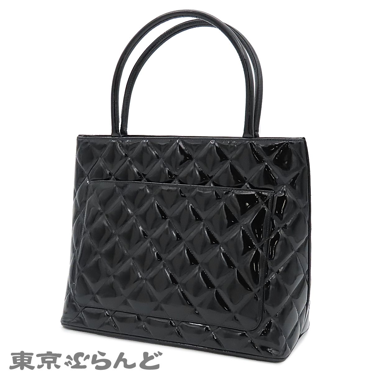 シャネル　マトラッセ　復刻トート　ハンドバッグ　パテントレザー　黒　シルバー金具 シャネル CHANEL 復刻トート マトラッセ ココマーク 6番台 A01804