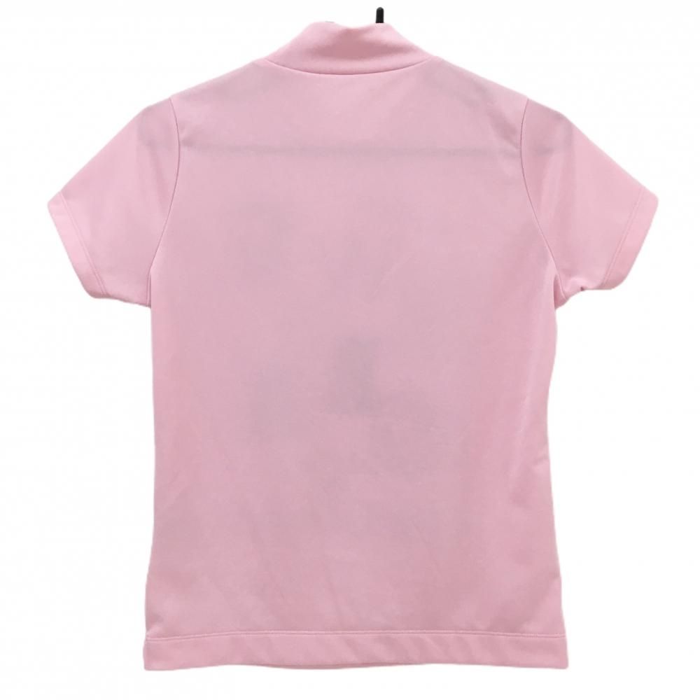 【美品】ダンスウィズドラゴン 半袖ハイネックシャツ ピンク×ネイビー スパンコールロゴ レディース 2(M) ゴルフウェア Dance With Dragon 美品】ダンスウィズドラゴン 半袖ハイネックシャツ ピンク×ネイビー