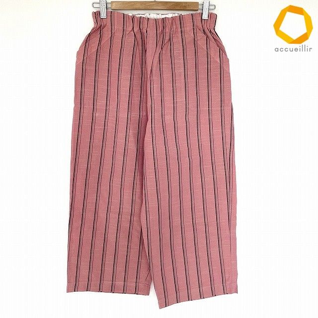 #anc ヤンマ産業 YAMMA パンツ M ピンク グレー ワイド ストライプ 日本製 美品 レディース [1011883]