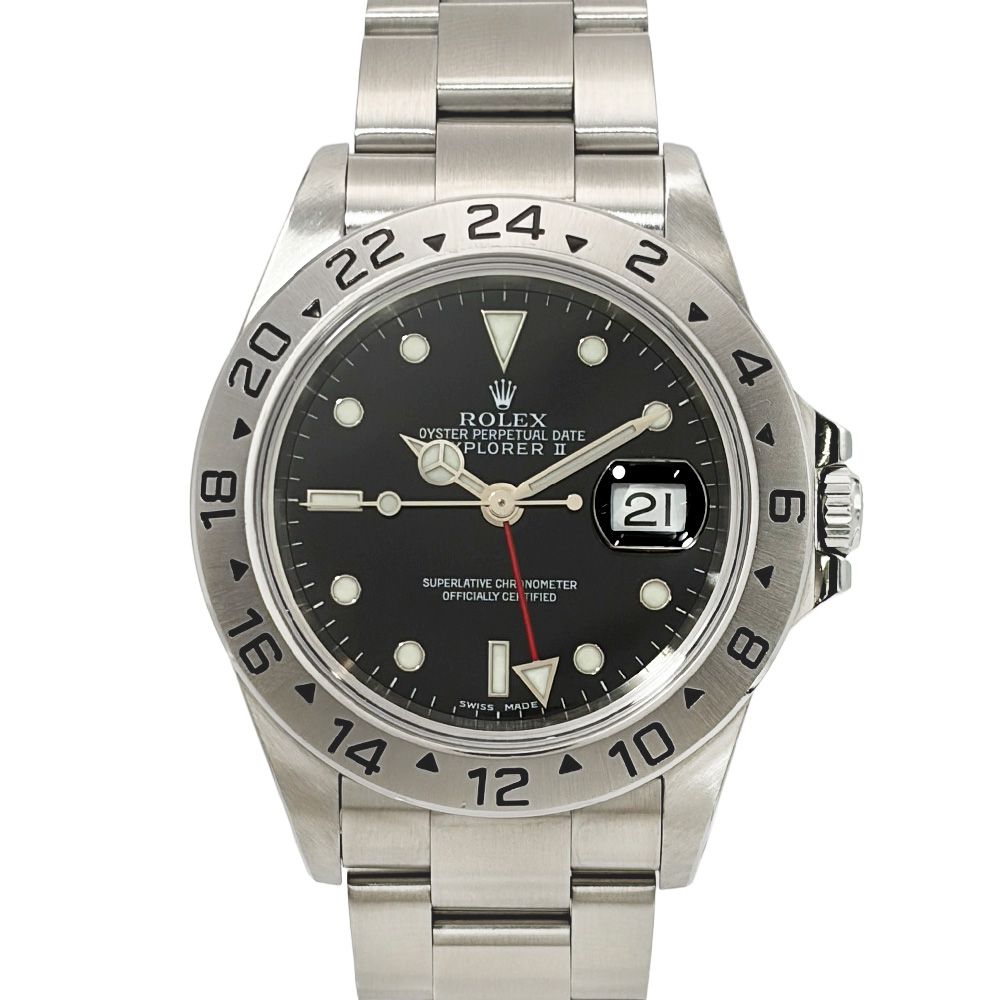 ロレックス ROLEX 16570 エクスプローラーII K番 腕時計 ブラック文字盤 SS メンズ【中古】