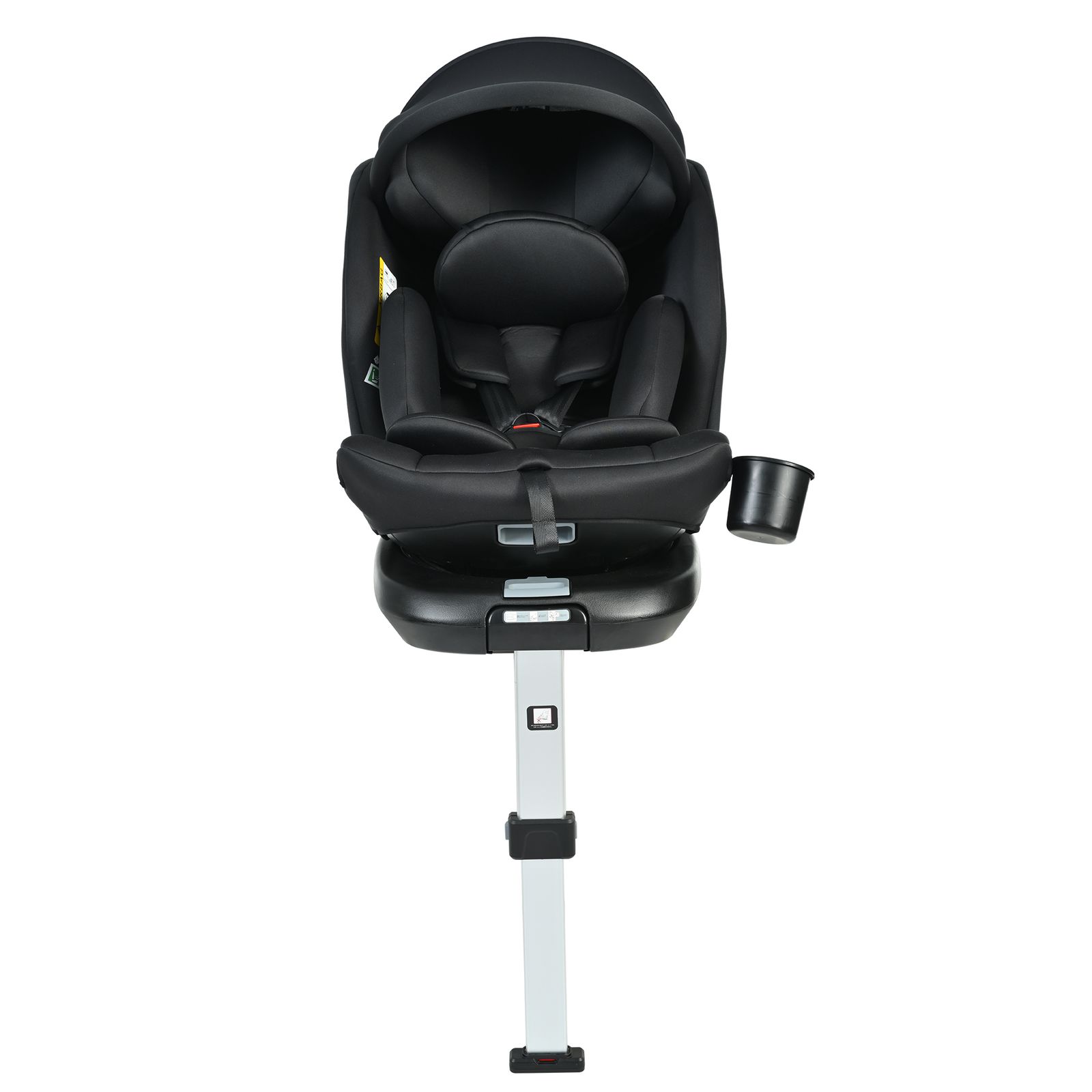 車内で安心 360度回転式チャイルドシート サポートレッグ付き 0～12歳 ISOFIX ブラック （キャノピー・ドリンクホルダー付き）【ブラック】 17,856円