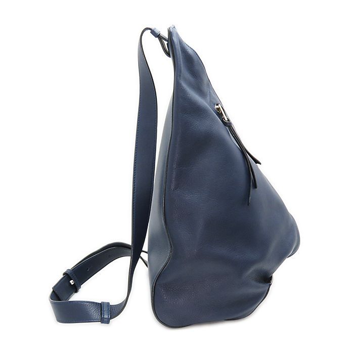 【ロエベ アントン ワンショルダーバッグ】バックパック レザー ネイビー 紺 トライアングル型 メンズ レディース LOEWE 中古 逸品質屋 丸高 甲子園店 人気 ブランド 高級 26k246-3