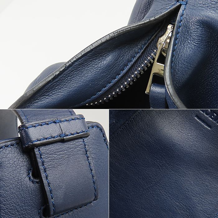 【ロエベ アントン ワンショルダーバッグ】バックパック レザー ネイビー 紺 トライアングル型 メンズ レディース LOEWE 中古 逸品質屋 丸高 甲子園店 人気 ブランド 高級 26k246-3